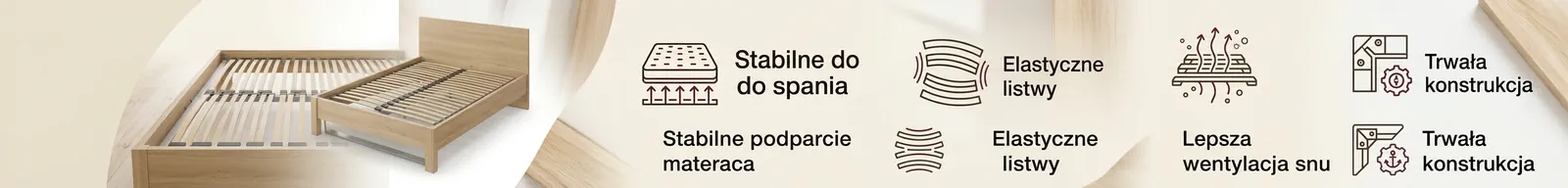 Stelaże do łóżek Konar Meble – stabilne podparcie materaca w łóżku drewnianym