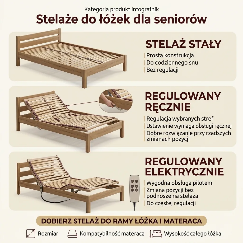Stelaże do łóżek dla seniorów – dopasowanie do ramy, materaca i potrzeb użytkownika