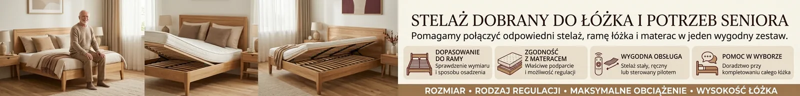 Stelaże do łóżek dla seniorów – dobór regulacji i podparcia materaca w Konar Meble
