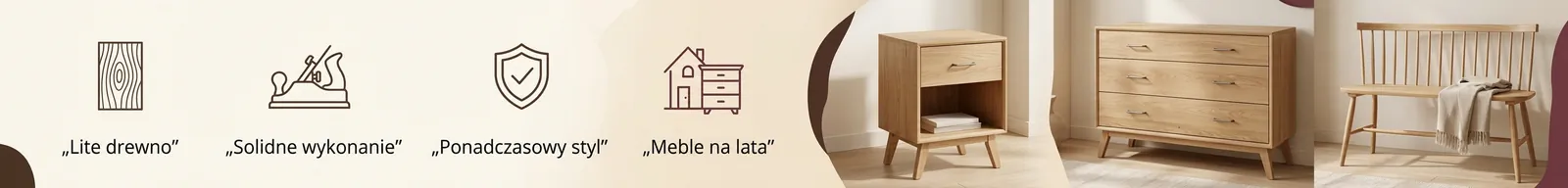 Szafki nocne drewniane Konar Meble z litego drewna do sypialni