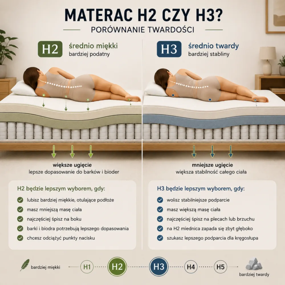 Materac H2 czy H3 – porównanie twardości i ugięcia