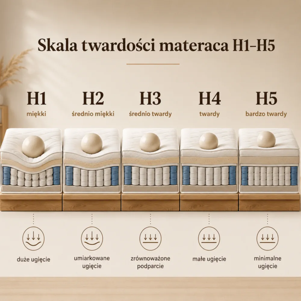 Skala twardości materaca od H1 do H5