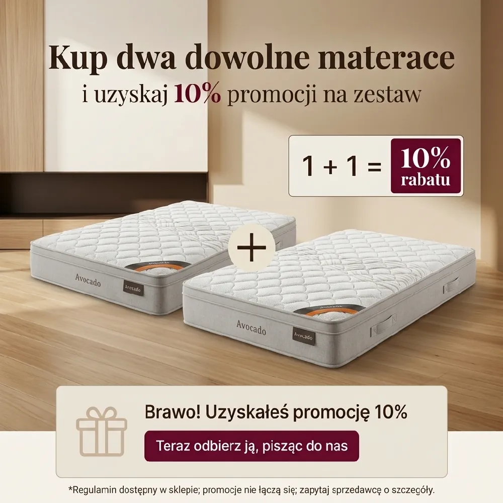 Promocja dwa materace 10 procent w sklepie Konar Meble