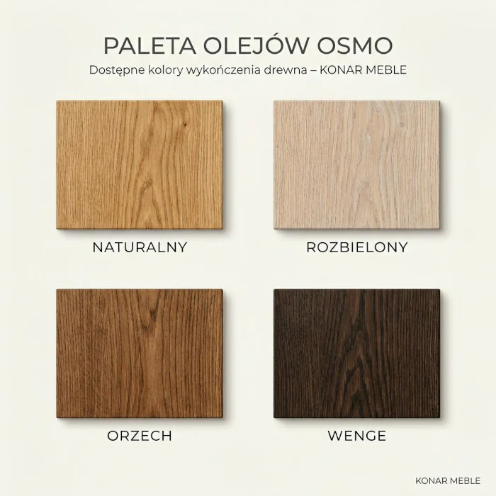 Paleta 4 kolorów olejów do drewna Konar Meble